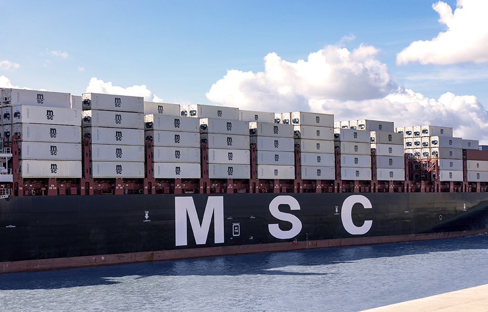 rear side image of MSC vessel loaded with reefer containers