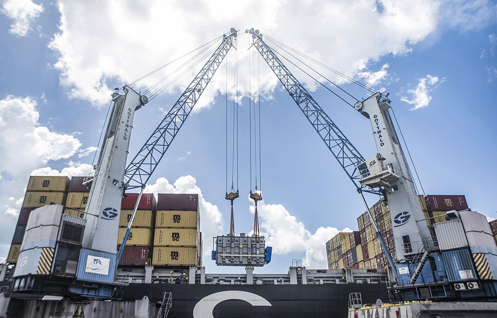 Transformers project cargo being loaded on MSC Vessel in India